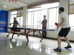 Stefan is playing PingPong.