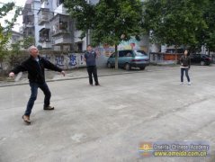 Playing Badminton.